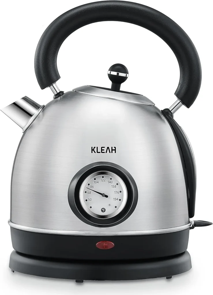 KLEAH Retro Electric Water Kettle 1.8L Stainless Steel LED Indicator Auto Shut-Off