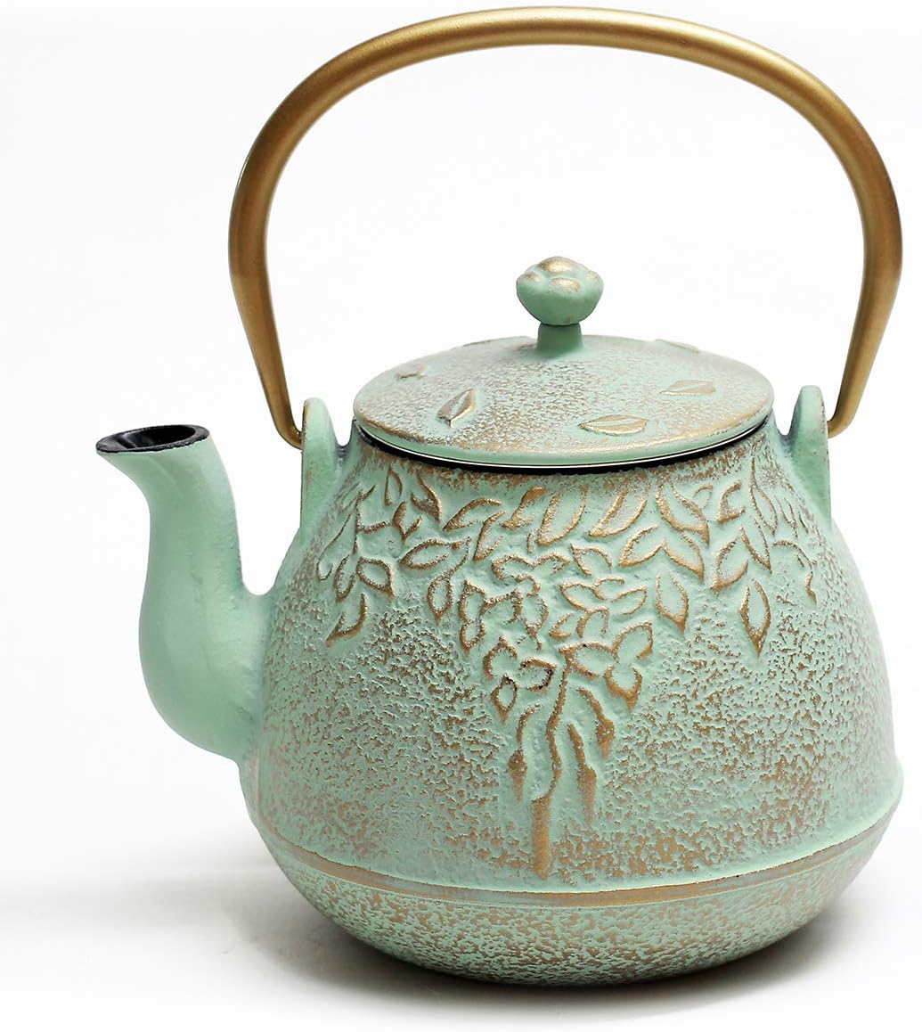 TOPTIER Japanese Cast Iron Teapot Light Green