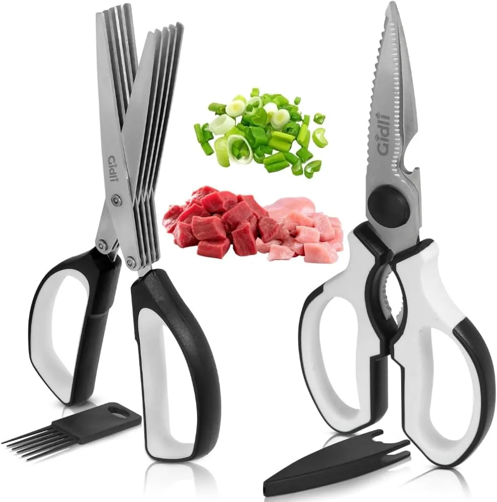 kitchen gadgets for home chefs with the Gidli 2 Pack Herb Scissors & Kitchen Shears