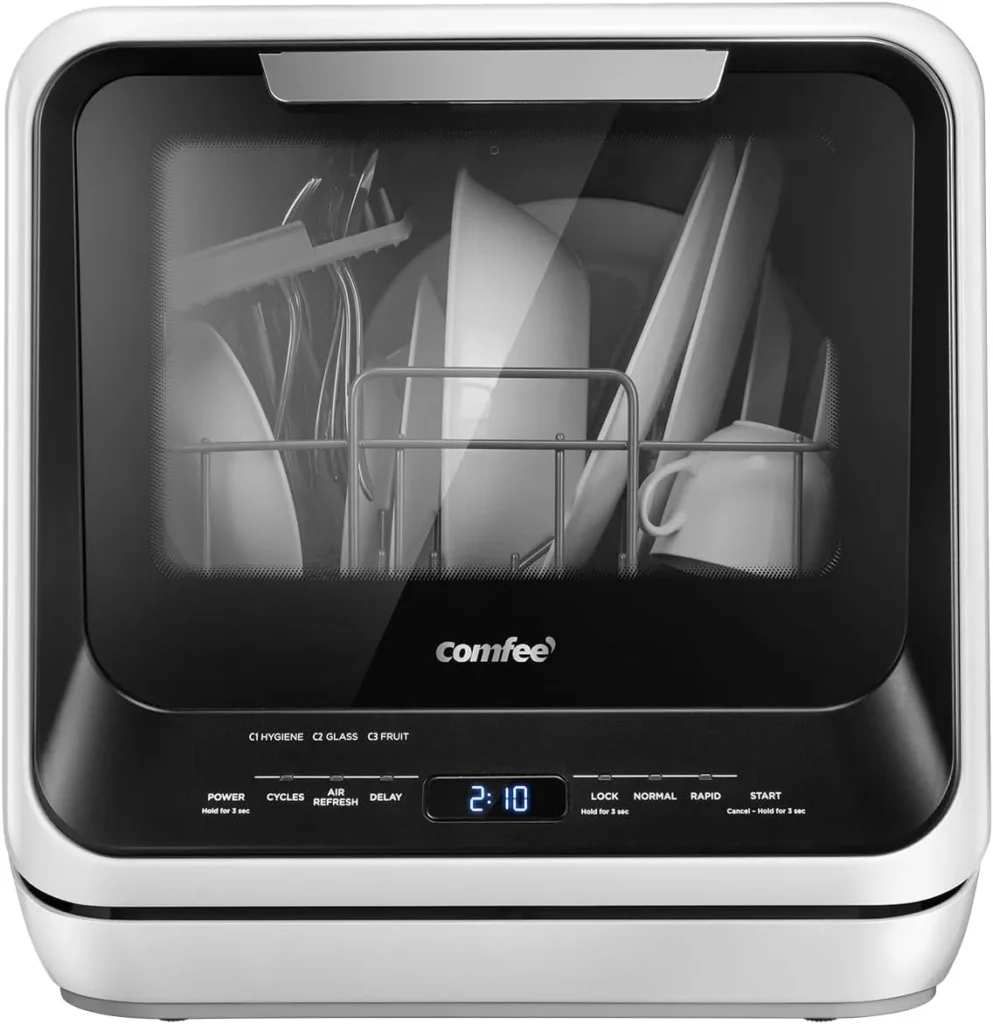 The COMFEE' Portable Mini Dishwasher is perfect for apartments, RVs, dorms, or small houses. 