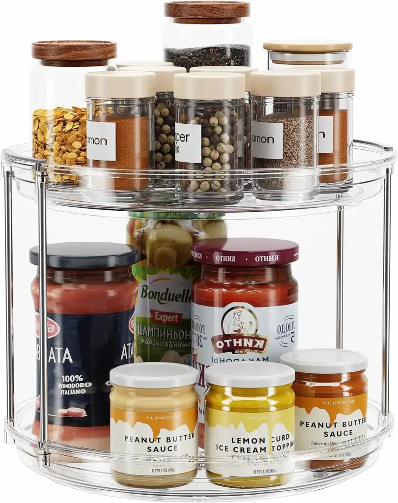 The LAMU 2 Tier Lazy Susan Turntable Organizer 