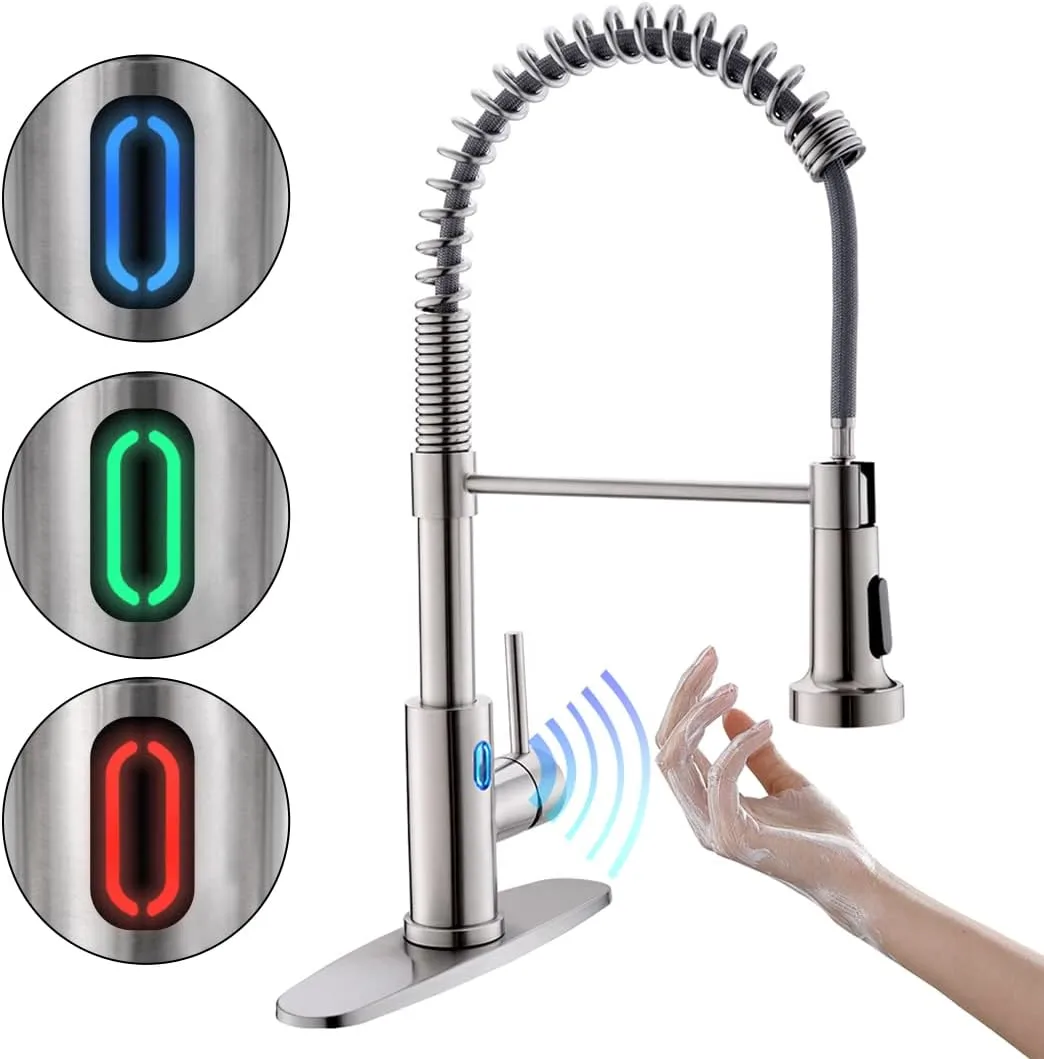 OWOFAN Touchless Kitchen Faucet LED Pull Down